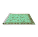 Sideview of Machine Washable Oriental Turquoise Traditional Area Rugs, wshabs4057turq