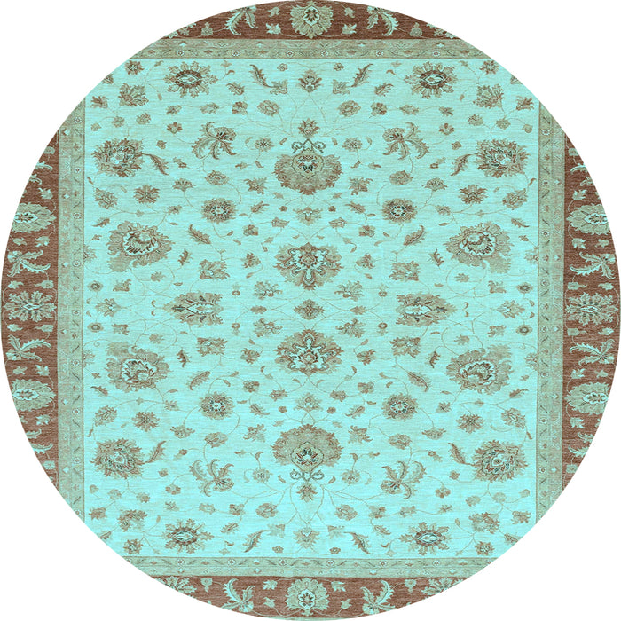 Round Oriental Light Blue Traditional Rug, abs4057lblu