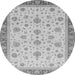 Round Machine Washable Oriental Gray Traditional Rug, wshabs4057gry