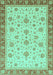 Machine Washable Oriental Turquoise Traditional Area Rugs, wshabs4057turq