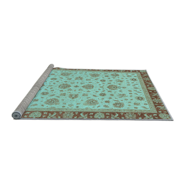 Sideview of Machine Washable Oriental Light Blue Traditional Rug, wshabs4057lblu