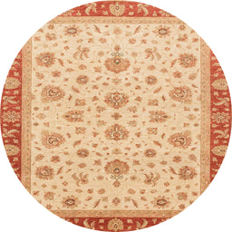Round Machine Washable Abstract Bright Orange Rug, wshabs4057