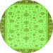 Round Oriental Green Traditional Rug, abs4057grn