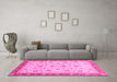 Machine Washable Oriental Pink Traditional Rug in a Living Room, wshabs4057pnk