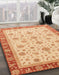 Abstract Bright Orange Oriental Rug in Family Room, abs4057