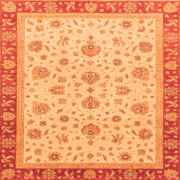 Square Machine Washable Oriental Orange Traditional Area Rugs, wshabs4057org