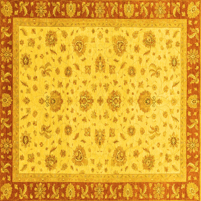 Square Machine Washable Oriental Yellow Traditional Rug, wshabs4057yw
