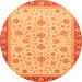 Round Oriental Orange Traditional Rug, abs4057org