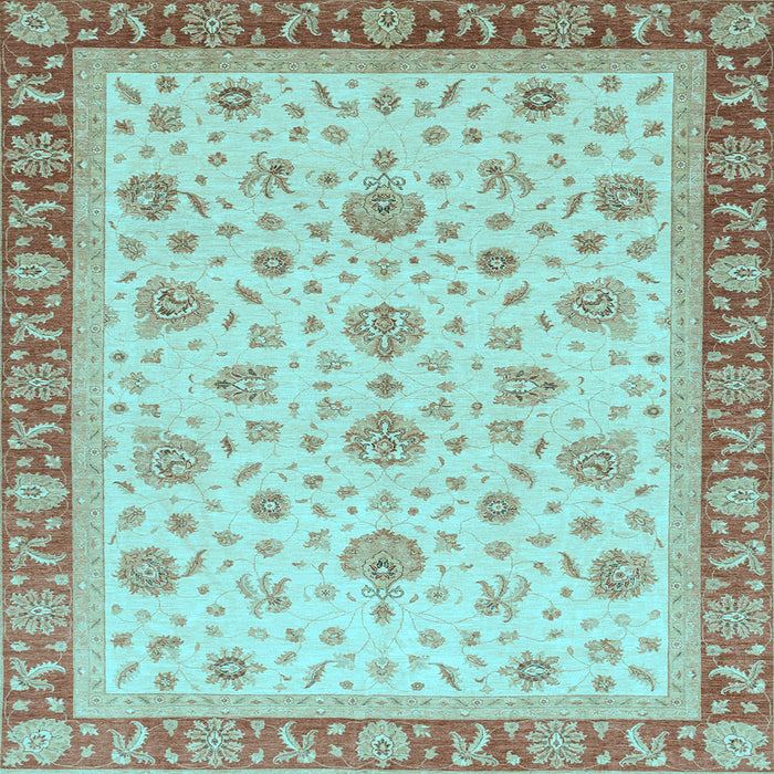 Square Machine Washable Oriental Light Blue Traditional Rug, wshabs4057lblu