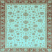 Square Machine Washable Oriental Light Blue Traditional Rug, wshabs4057lblu