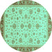 Round Oriental Turquoise Traditional Rug, abs4057turq