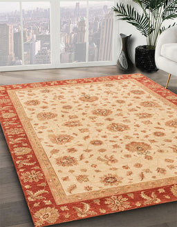 Machine Washable Abstract Bright Orange Rug in a Family Room, wshabs4057