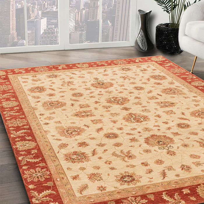 Machine Washable Abstract Bright Orange Rug in a Family Room, wshabs4057