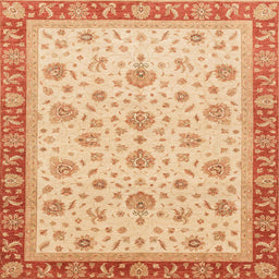 Square Machine Washable Abstract Bright Orange Rug, wshabs4057