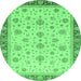 Round Oriental Emerald Green Traditional Rug, abs4057emgrn