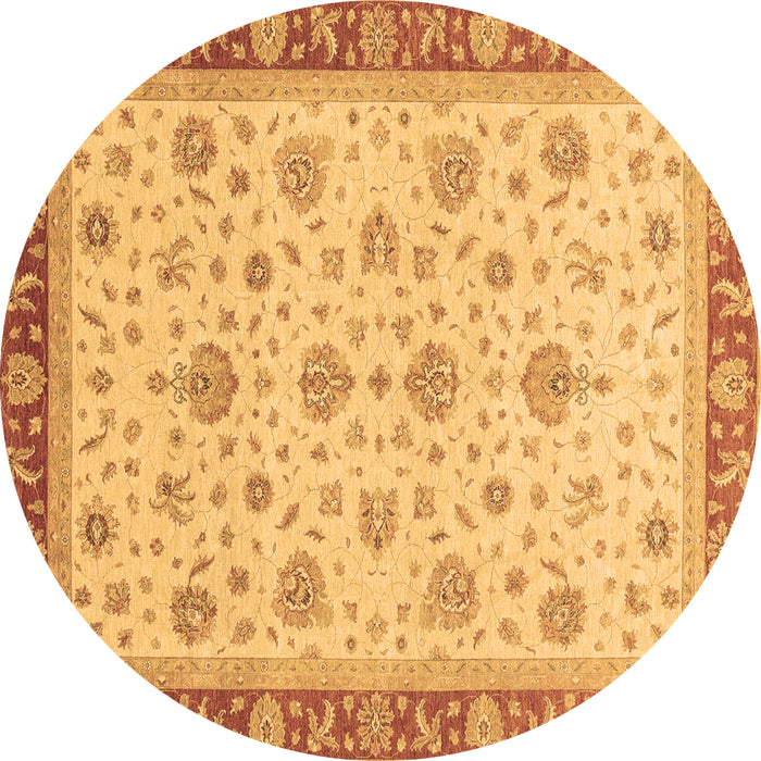 Round Oriental Brown Traditional Rug, abs4057brn