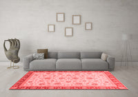 Machine Washable Oriental Red Traditional Rug, wshabs4057red