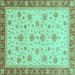 Square Oriental Turquoise Traditional Rug, abs4057turq