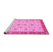 Sideview of Machine Washable Oriental Pink Traditional Rug, wshabs4057pnk