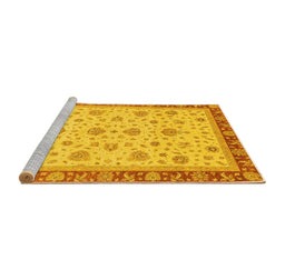 Sideview of Machine Washable Oriental Yellow Traditional Rug, wshabs4057yw