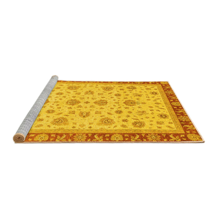 Sideview of Machine Washable Oriental Yellow Traditional Rug, wshabs4057yw