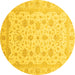 Round Machine Washable Oriental Yellow Traditional Rug, wshabs4058yw