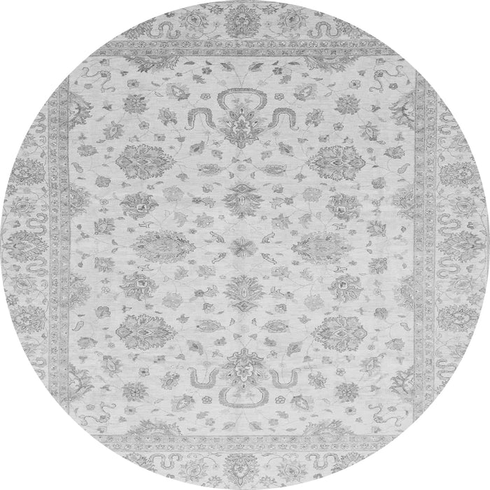 Round Machine Washable Oriental Gray Traditional Rug, wshabs4058gry
