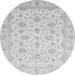 Round Machine Washable Oriental Gray Traditional Rug, wshabs4058gry