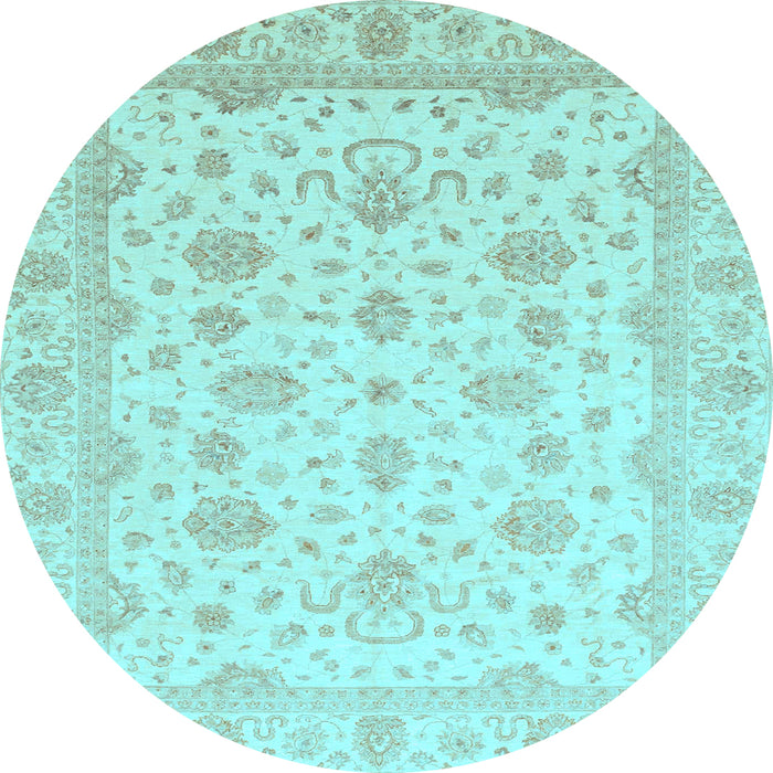 Round Oriental Light Blue Traditional Rug, abs4058lblu