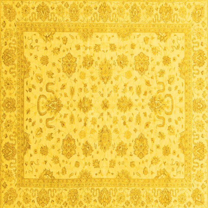 Square Oriental Yellow Traditional Rug, abs4058yw