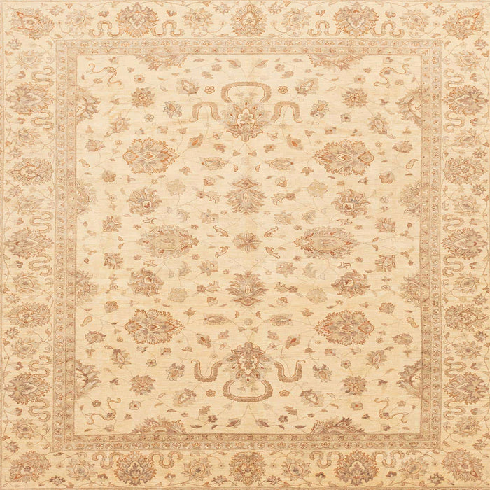 Square Abstract Brown Gold Oriental Rug, abs4058