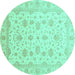 Round Oriental Turquoise Traditional Rug, abs4058turq