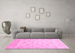 Machine Washable Oriental Pink Traditional Rug in a Living Room, wshabs4058pnk
