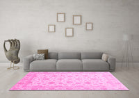 Machine Washable Oriental Pink Traditional Rug, wshabs4058pnk