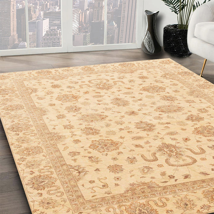 Machine Washable Abstract Brown Gold Rug in a Family Room, wshabs4058