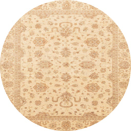 Round Machine Washable Abstract Brown Gold Rug, wshabs4058