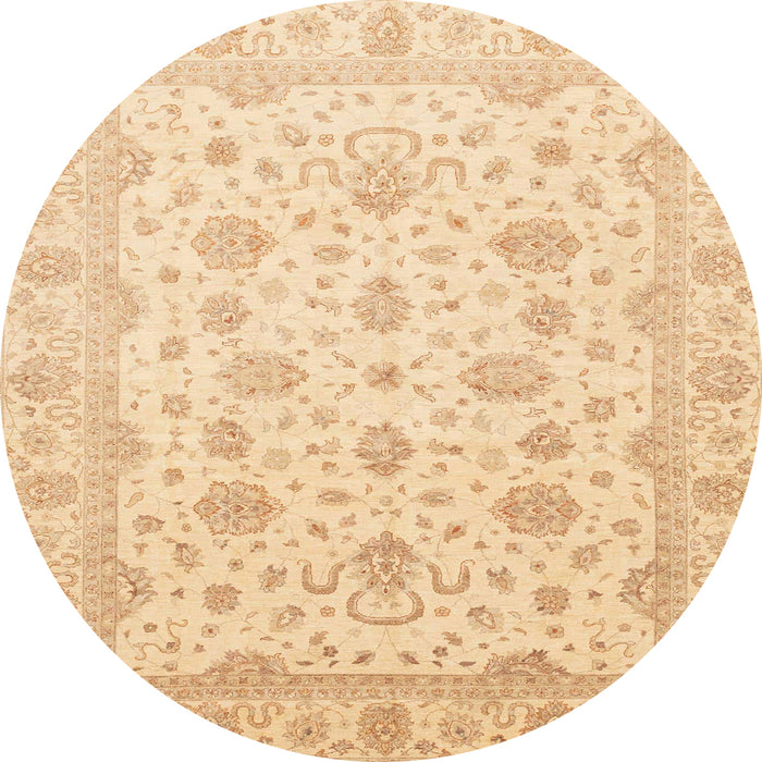 Round Machine Washable Abstract Brown Gold Rug, wshabs4058