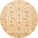 Round Machine Washable Abstract Brown Gold Rug, wshabs4058