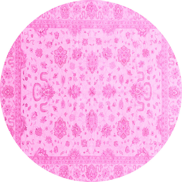 Round Oriental Pink Traditional Rug, abs4058pnk