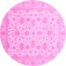 Round Oriental Pink Traditional Rug, abs4058pnk