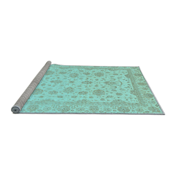 Sideview of Machine Washable Oriental Light Blue Traditional Rug, wshabs4058lblu