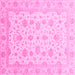 Square Machine Washable Oriental Pink Traditional Rug, wshabs4058pnk