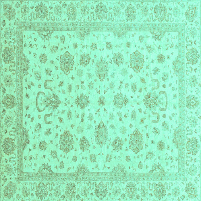 Square Machine Washable Oriental Turquoise Traditional Area Rugs, wshabs4058turq