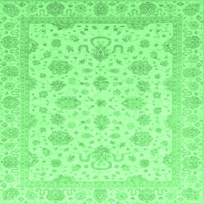 Square Machine Washable Oriental Emerald Green Traditional Area Rugs, wshabs4058emgrn