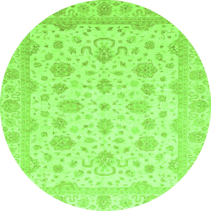 Round Oriental Green Traditional Rug, abs4058grn