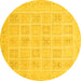 Round Abstract Yellow Modern Rug, abs4059yw