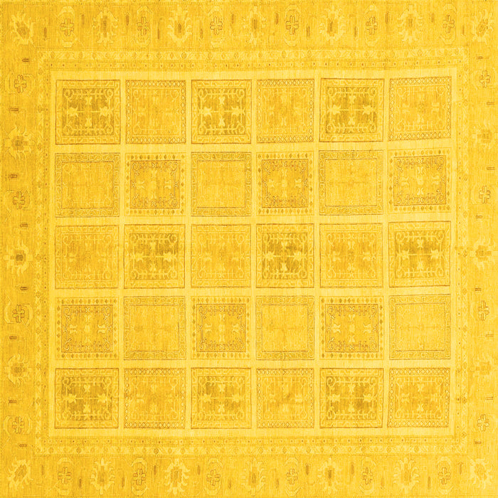 Square Machine Washable Abstract Yellow Modern Rug, wshabs4059yw