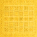 Square Machine Washable Abstract Yellow Modern Rug, wshabs4059yw