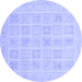 Round Abstract Blue Modern Rug, abs4059blu