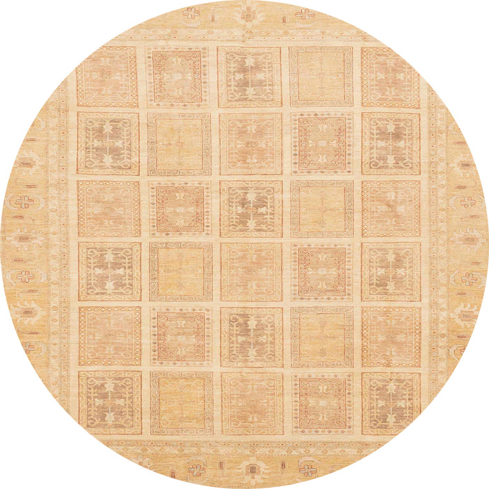 Round Machine Washable Abstract Yellow Rug, wshabs4059